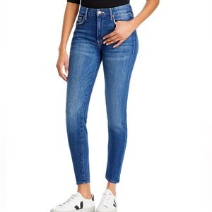 MOTHER Denim Womens‎ High Waisted Skinny Jeans Blue Wash Distressed Details